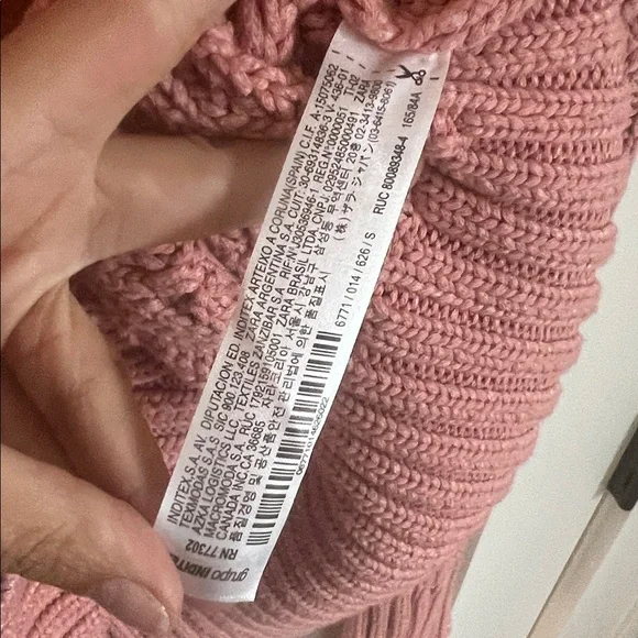🪅Zara Pink Cable Knit Cotton Oversize Crewneck Sweater Small - Picture 7 of 9